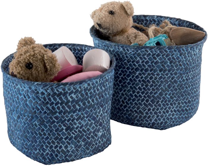 Lot de 2 paniers de rangement ronds bleus "Mika" 1 Compactor