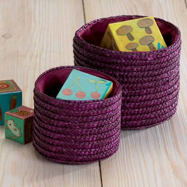 Lot de 2 paniers ronds "Jaipur" Rose