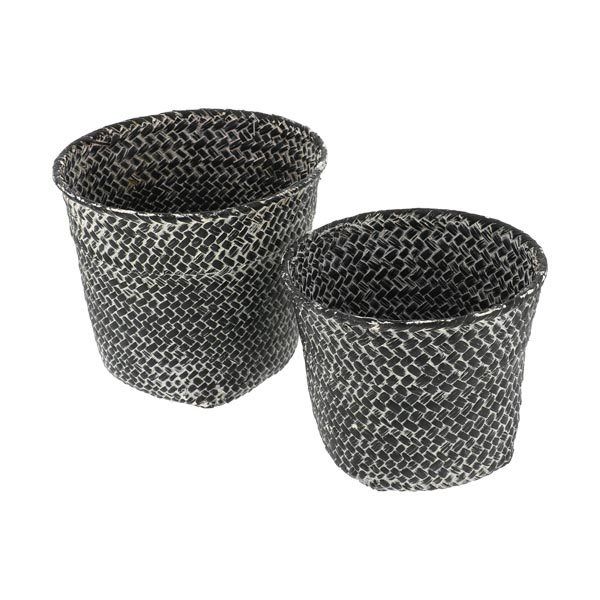 Lot de 2 paniers ronds "Mika" gris anthracite