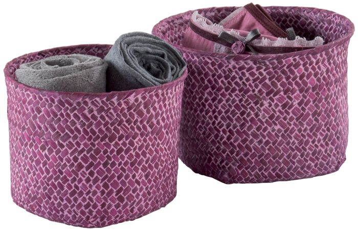 Lot de 2 paniers de rangements ronds roses "Mika" 1 Compactor