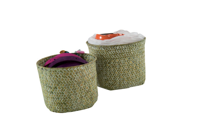 Lot de 2 paniers de rangements ronds verts "Mika" 1 Compactor