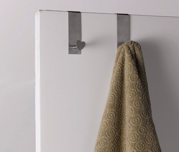 Lot de 2 patères de porte métal 1 crochet cœur 1 Compactor