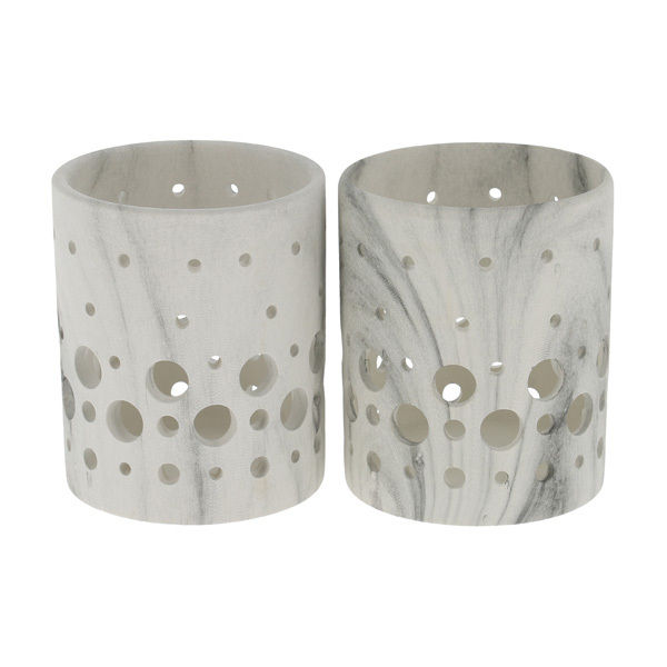 Lot de 2 photophores façon marbre