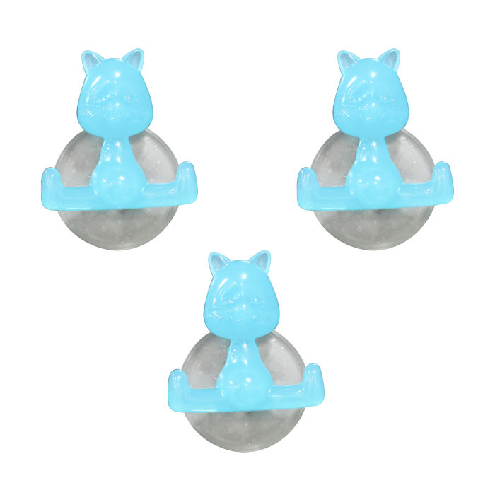 Lot de 3 Funny hooks Chat turquoise 1 Compactor