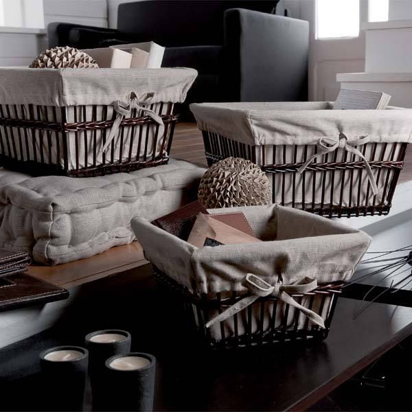 Lot de 3 paniers de rangement carrés "Toscane"