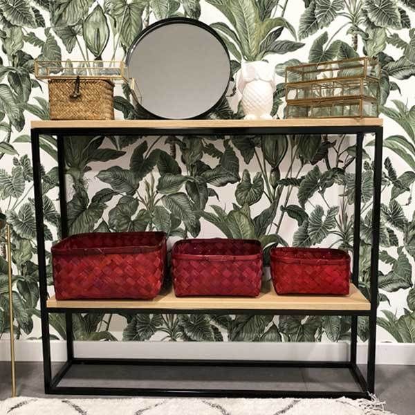 Lot de 3 paniers "Hanoi" rouge