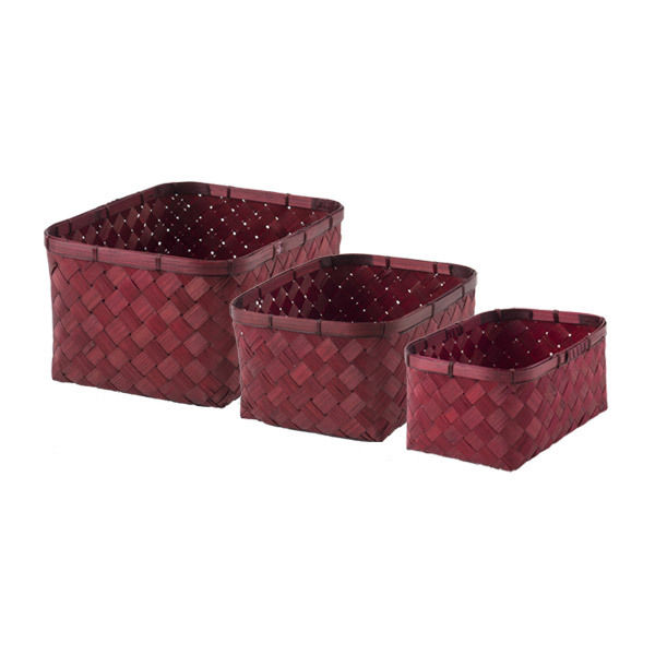 Lot de 3 paniers "Hanoi" rouge