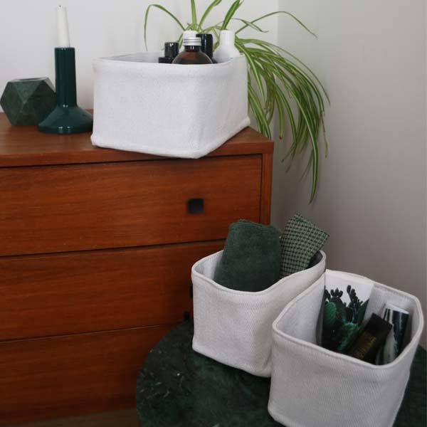 Lot de 3 paniers "Noah" blanc