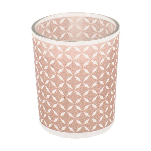 Lot de 3 photophores rose poudré et blanc