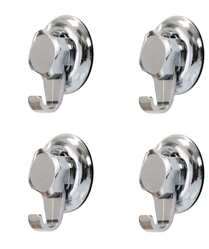 Lot de 4 grands crochets à ventouse argent "Bestlock" 1 Compactor