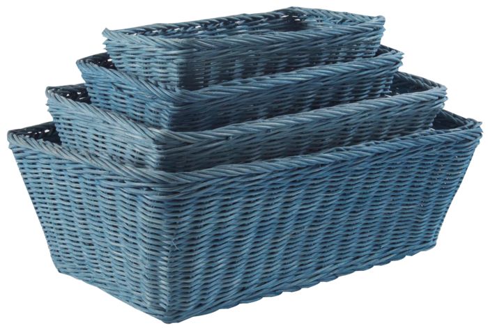Lot de 4 paniers de rangement bleu jean "Saga" 1 Compactor