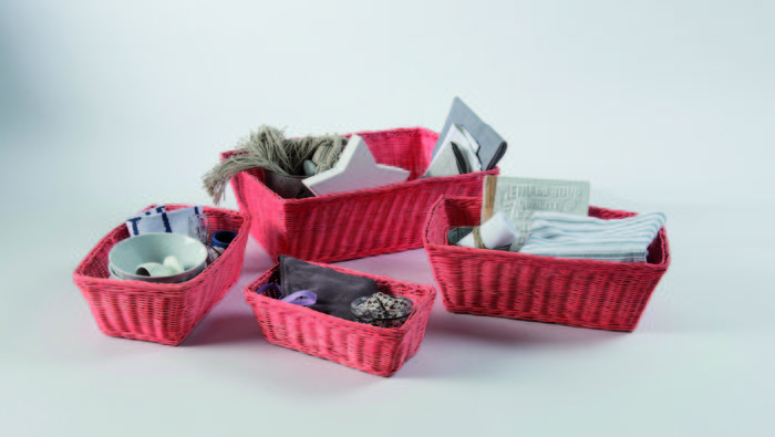 Lot de 4 paniers de rangement orange corail "Saga" 2 Compactor