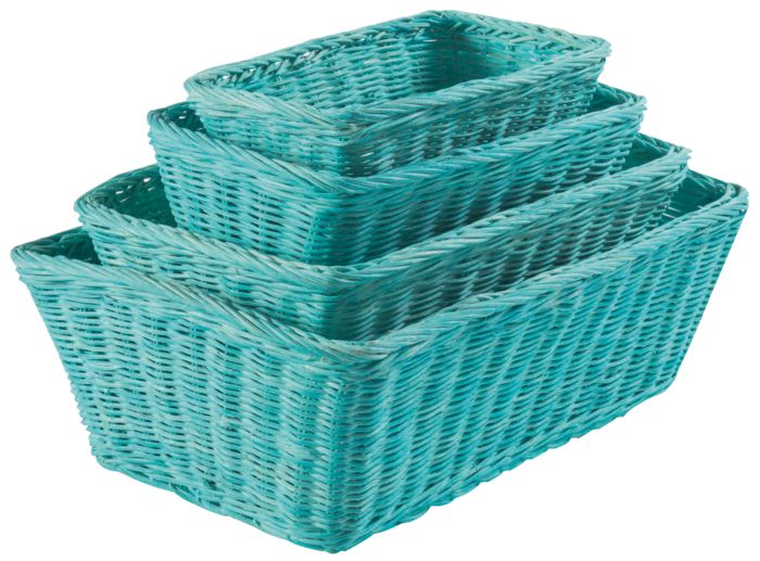 Lot de 4 paniers de rangement bleu turquoise "Saga" 1 Compactor