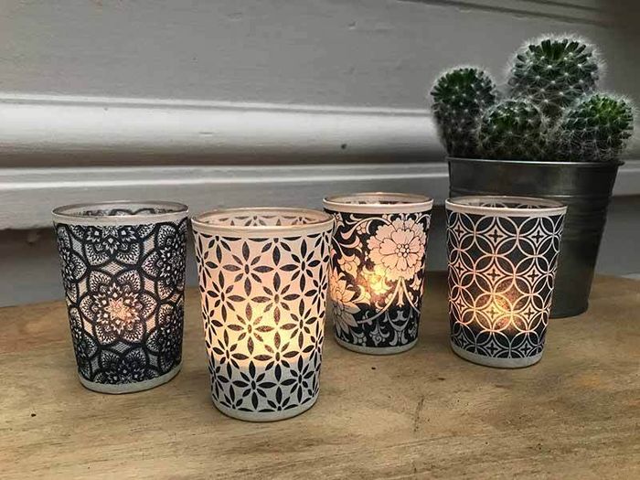 Lot de 4 photophores bleus