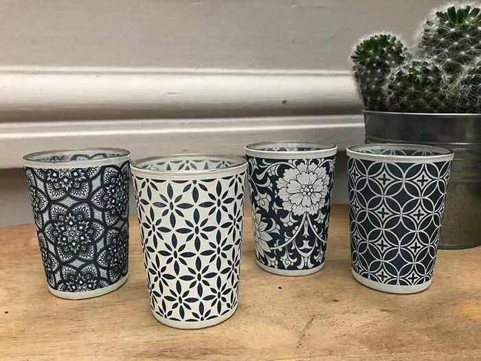 Lot de 4 photophores bleus