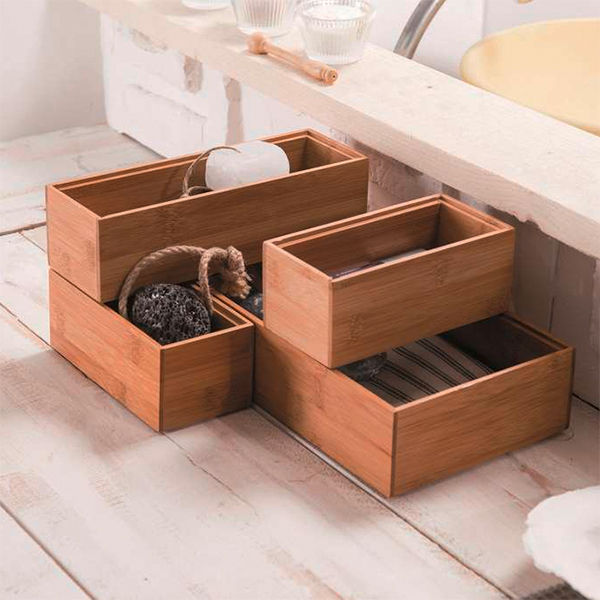 Lot de 5 casiers rectangulaires en bambou "Osaka" 5 Compactor