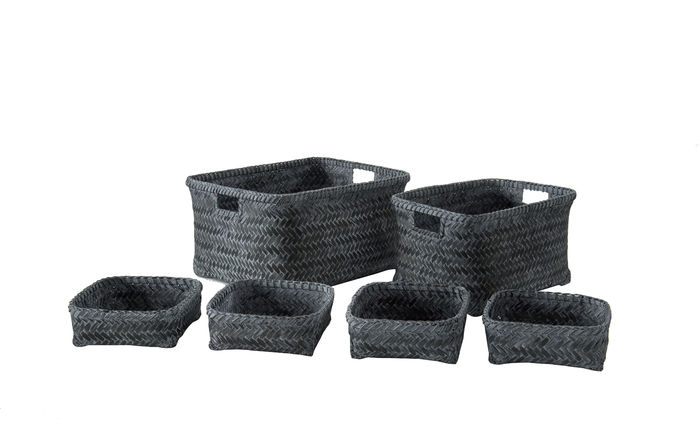 Lot de 6 paniers de rangement gris anthracite "Dalat" 1 Compactor