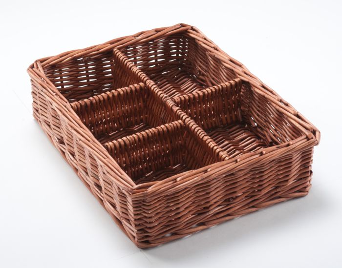 Organisateur de tiroir 5 compartiments rigide en osier