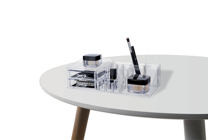 Rangement maquillage et bijoux avec 2 tiroirs transparent 3 Compactor