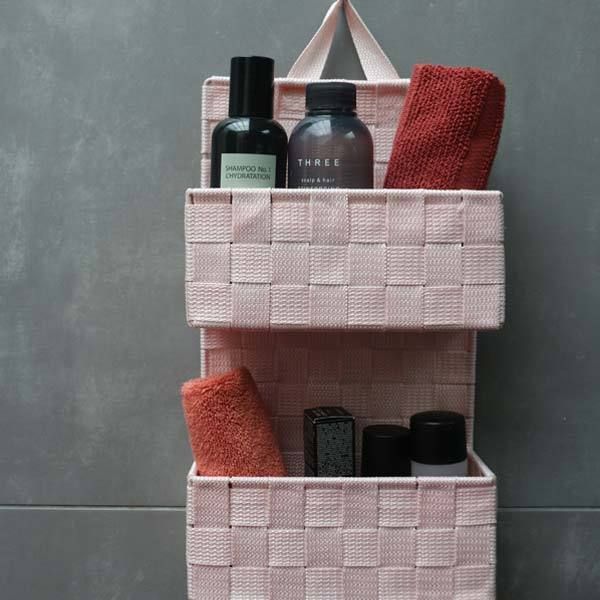 Panier 2 niveaux "Bristol" rose poudré