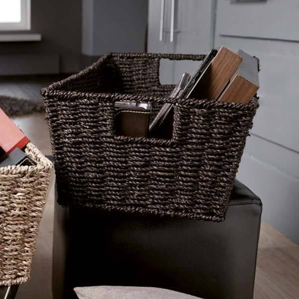 Panier de rangement marron en jonc de mer Diego