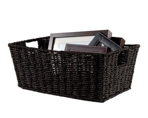 Panier de rangement marron en jonc de mer Diego