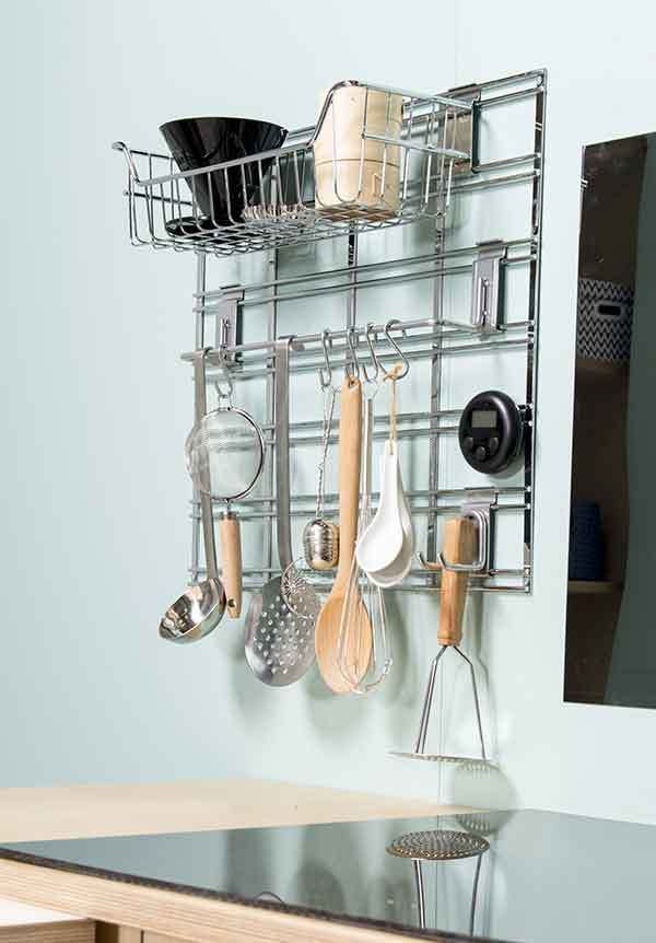 Panier de rangement mural argent "Walltech" L