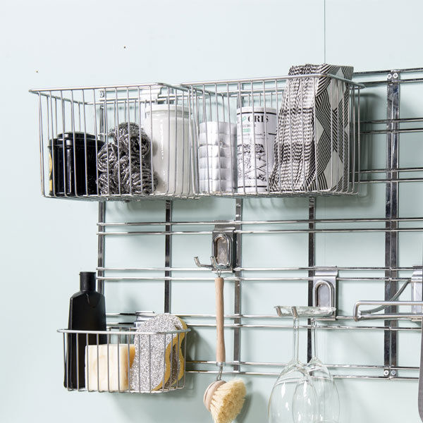 Panier de rangement mural argent "Walltech" M