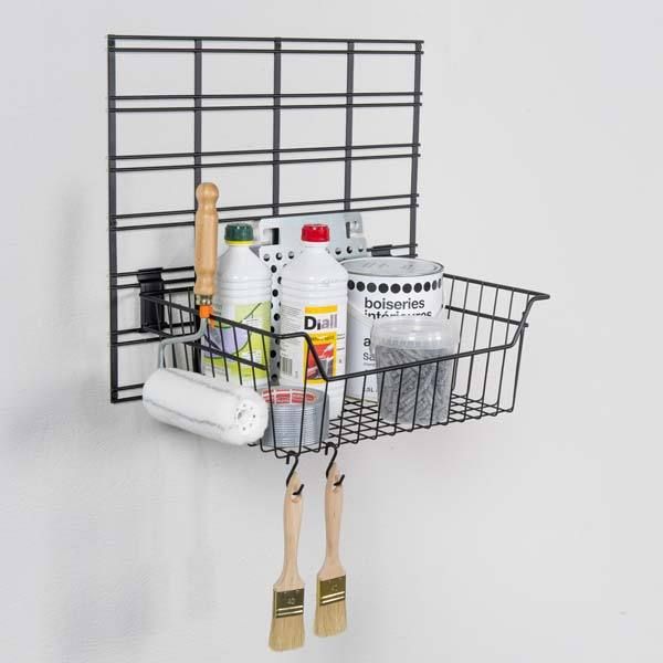 Panier de rangement mural noir "Walltech" XL