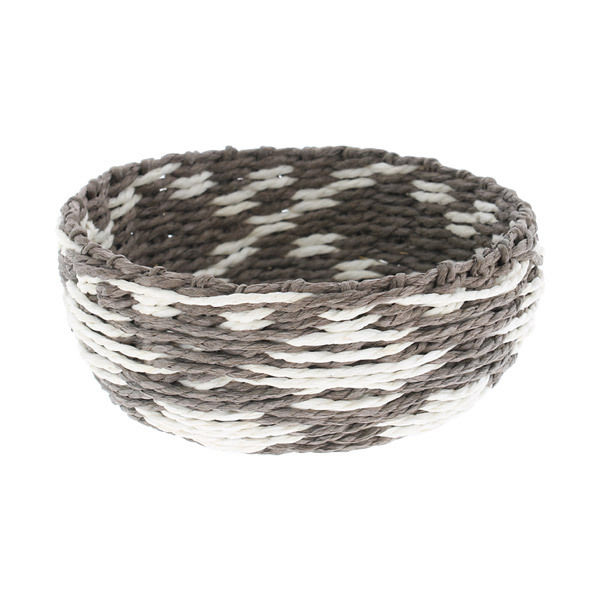 Panier rond "Yala" gris/blanc