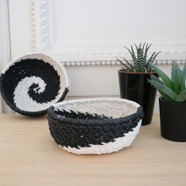 Panier rond "Yala" noir/blanc