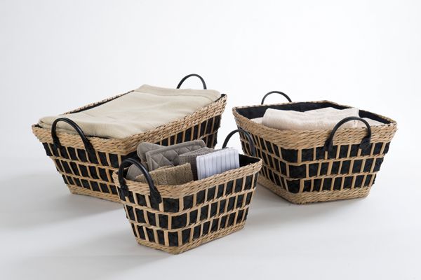 Panier de rangement noir et naturel "Songa" M 2 Compactor