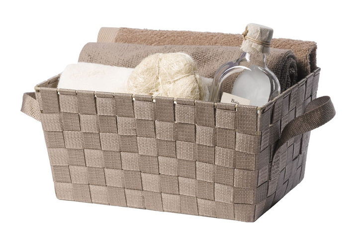 Panier de rangement rectangulaire taupe tressé