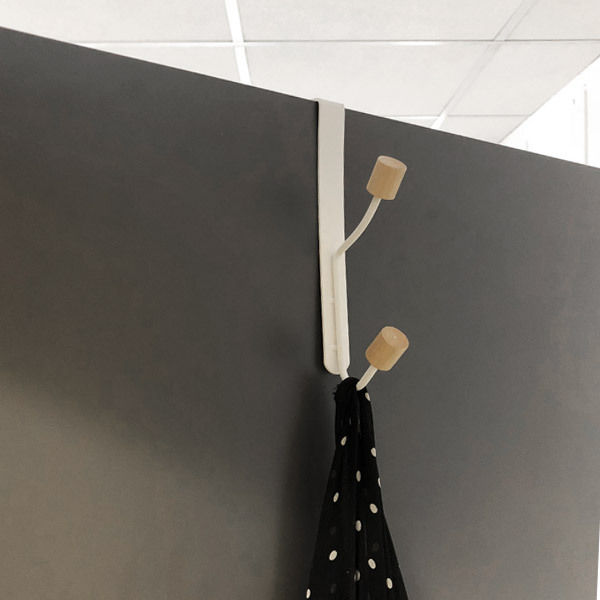 Patère 2 crochets "Helsinski" blanc et bois