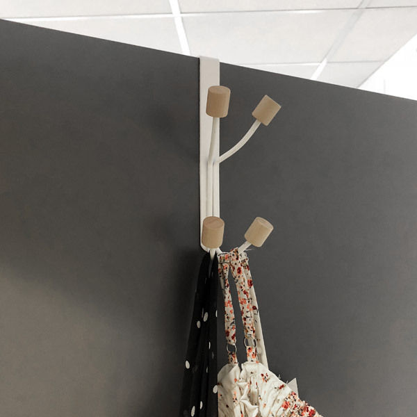 Patère 4 crochets "Helsinski" blanc et bois