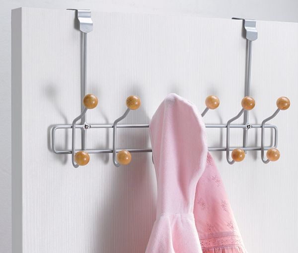 Lot de 2 patères de porte métal 12 crochets bois "Billy" 1 Compactor