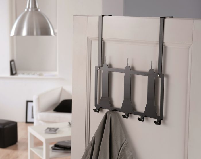 Patère de porte noire 5 crochets "Empire State Building" 1 Compactor