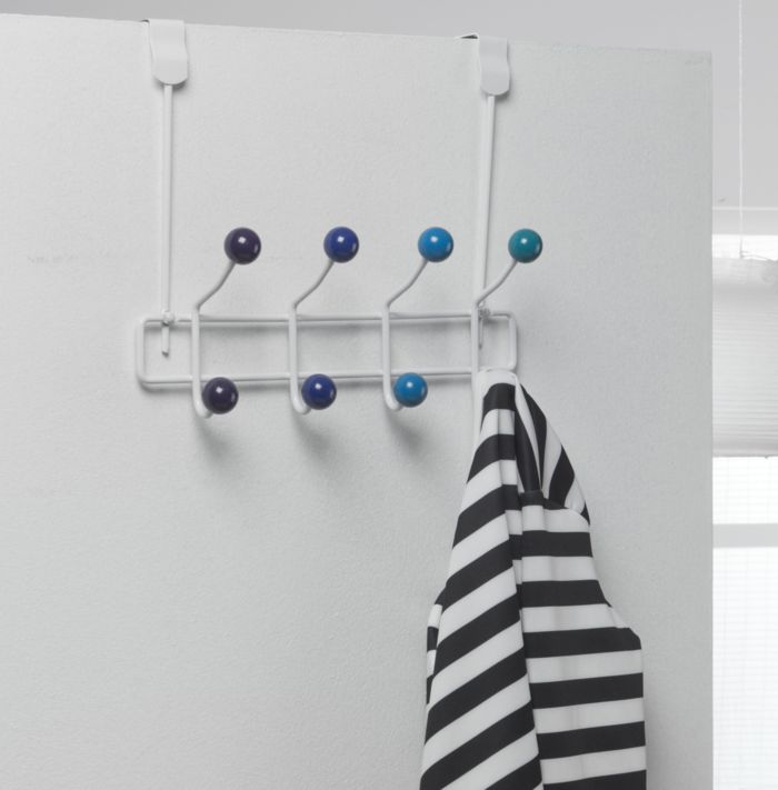 Patère de porte blanche 8 crochets tons bleus "Galaxie" 6 Compactor