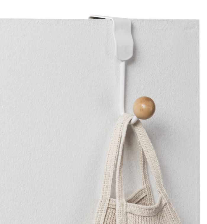 Patère de porte blanche 1 crochet bois "Luna" 1 Compactor