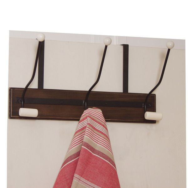 Patère de porte noire 3 crochets blancs Bayade