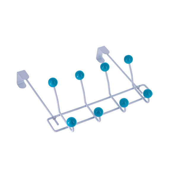 Patère porte-manteau de porte "Quadra" bleue