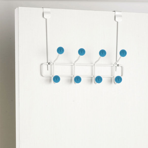 Patère porte-manteau de porte "Quadra" bleue