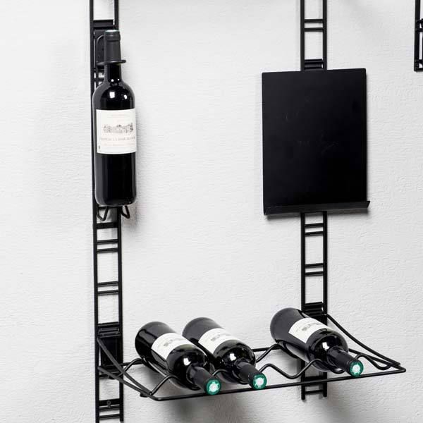 Porte-bouteille mural vertical noir "Walltech"