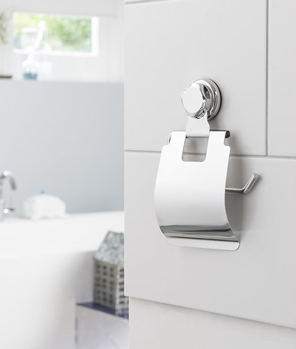 Porte-papier hygiénique à ventouse argent "Bestlock" 2 Compactor