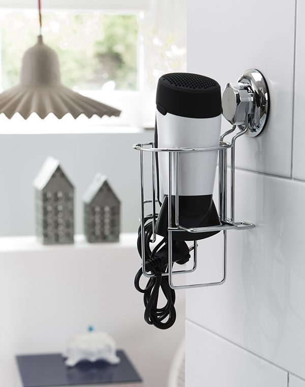 Porte sèche-cheveux à ventouse argent "Bestlock" 3 Compactor