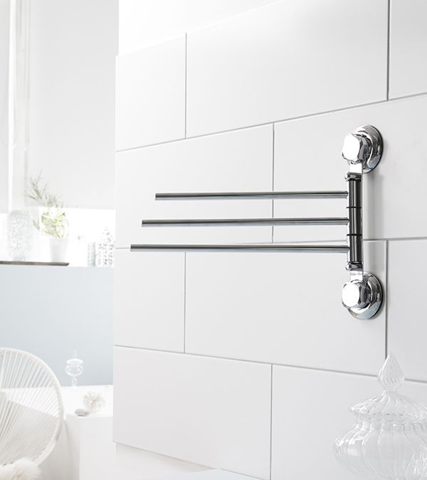 Porte-serviettes 3 branches à ventouses argent "Bestlock" 2 Compactor