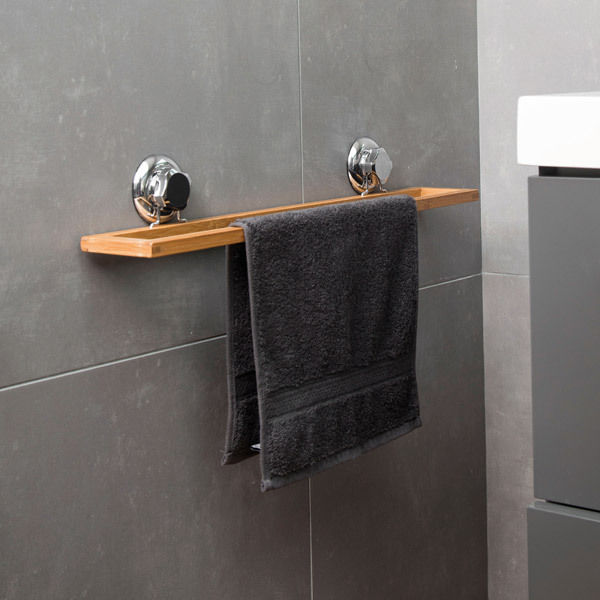 Porte-serviettes à ventouses "Spa" en bambou