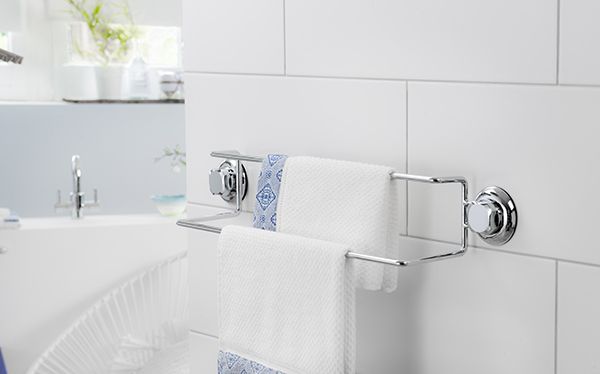 Porte-serviettes double à ventouses argent "Bestlock" 2 Compactor