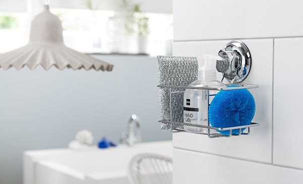 Etagère à ventouse argent "Bestlock" petit modèle 6 Compactor