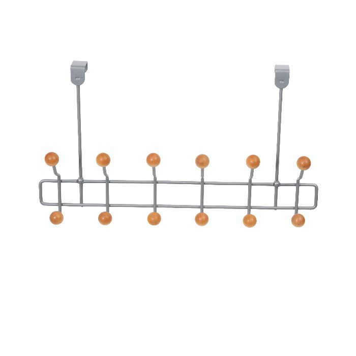 Patère de porte métal 12 crochets bois "Billy" 2 Compactor